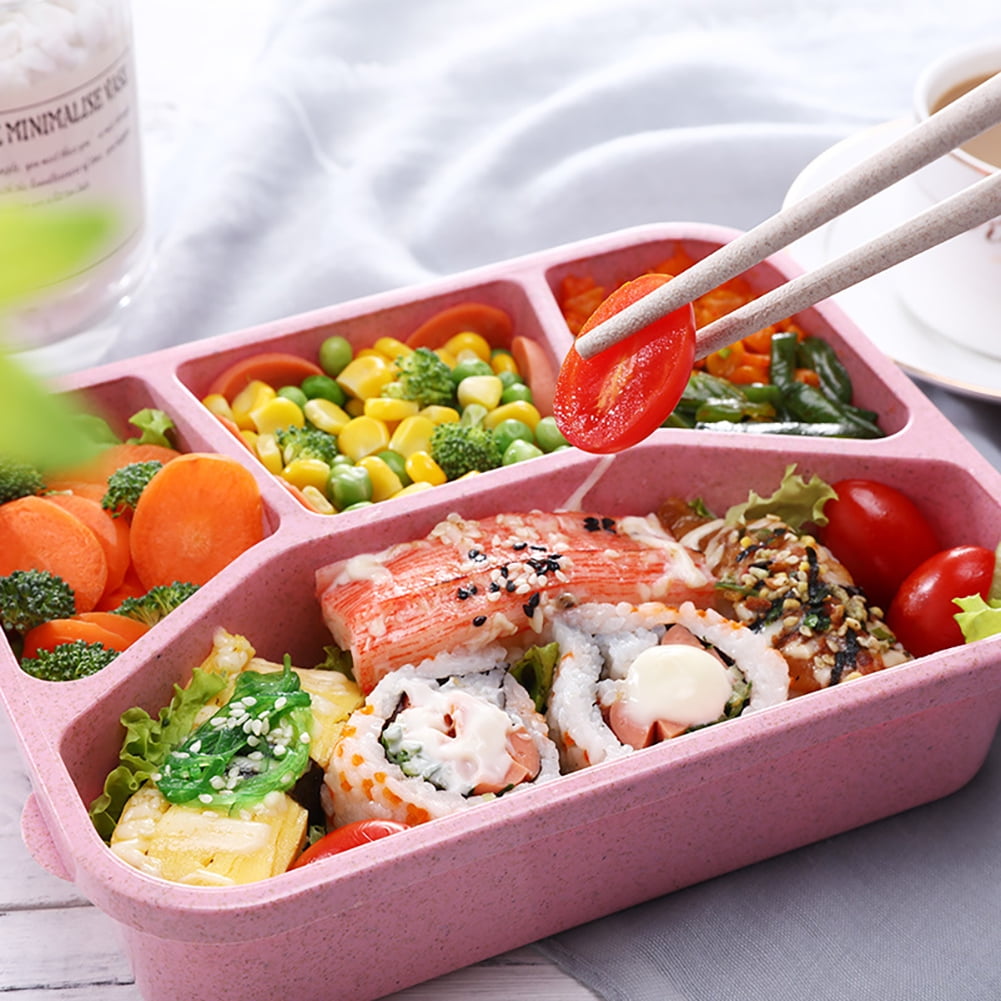 4-Compartment Bento Lunch Box Set, Meal Prep Containers with Airtight Lid, Stackable Food Storage for Kids & Adults, Microwave & Dishwasher Safe, 4 Pack