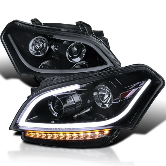Spec-D Tuning Glossy Black Headlights Compatible with 2010-2011 Kia Soul, Left   Right Pair Headlamps Assembly