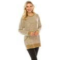 thumbnail image 3 of Haute Edition Women's Heather Contrast Slouchy Cozy Pocket Sweatshirt Tunic, 3 of 6