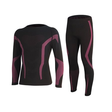 Htigea Unisex Thermal Underwear Womens Mens Skiing Base Layer Sets Quick Dry Warm Long Johns for Cold Weather Pink M