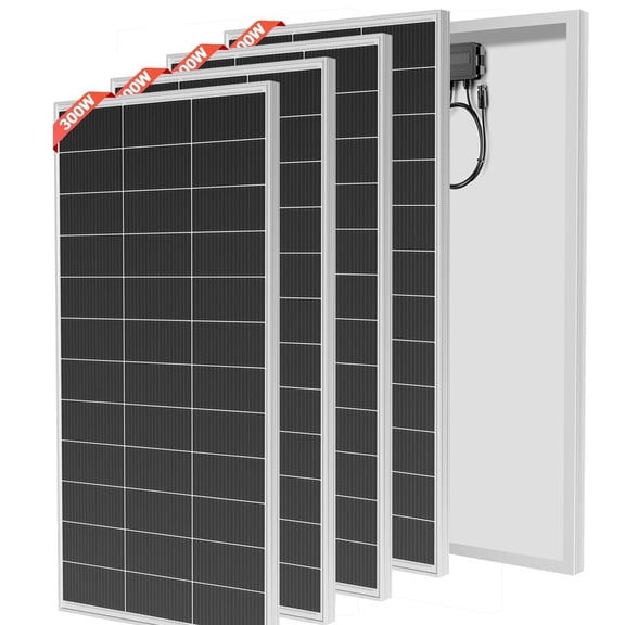 RVPOZWER 1200 Watt Solar Panel, 4* 300W Monocrystalline Solar Panel Module Off Grid PV Power for Home, Camping, Boat, Shed Farm, RV, 12V/24V Battery