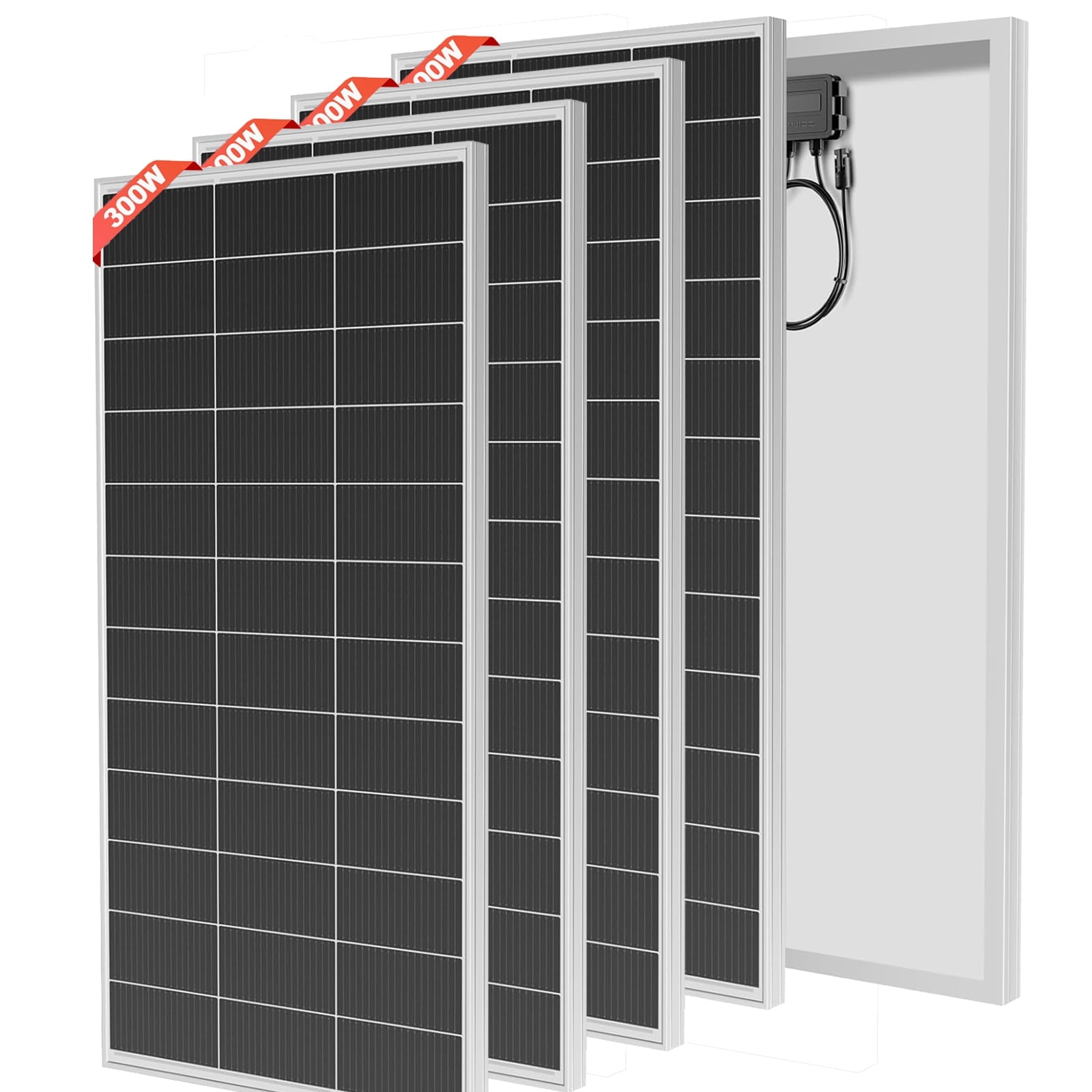 RVPOZWER 1200 Watt Solar Panel, 4* 300W Monocrystalline Solar Panel Module Off Grid PV Power for Home, Camping, Boat, Shed Farm, RV, 12V/24V Battery