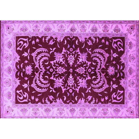 Ahgly Company Indoor Rectangle Oriental Purple Industrial Area Rugs, 2' x 5'