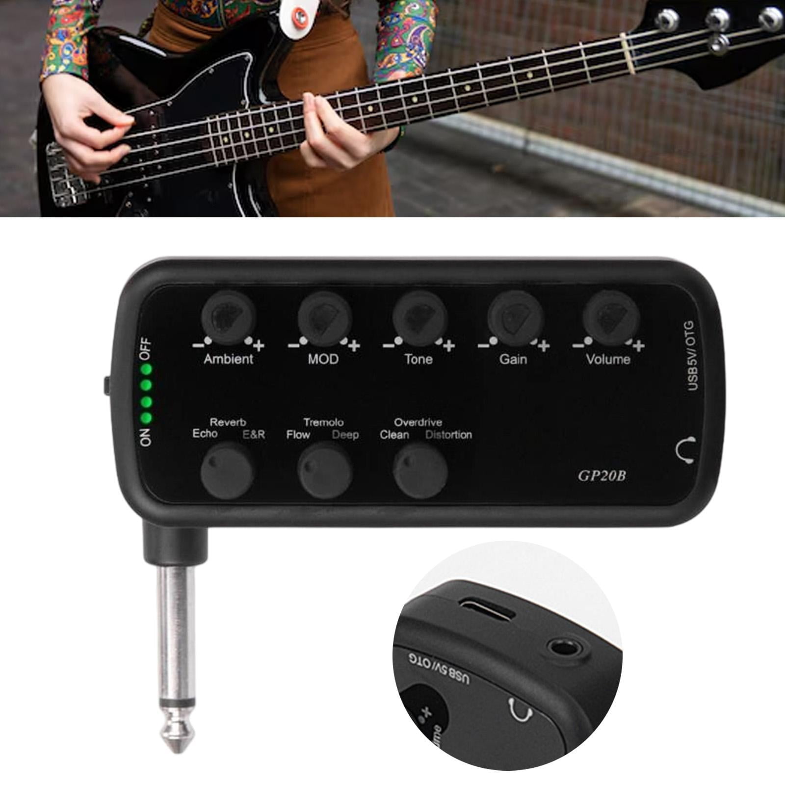 QccHieUs Bass Headphone Amp Built-in 3 Effects for Home Performances Studio Recording