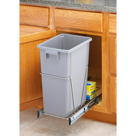 trash pull chrome finish bin whitmor storage kitchen walmart bins household