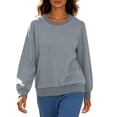 thumbnail image 6 of Womens Crewneck Sweatshirt Dqueduo Women's Solid Color Knit Long Sleeve Round Neck Top – Casual Basic Tee Gray L, 6 of 10
