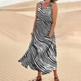 thumbnail image 2 of Vestido informal largo de verano con cuello redondo y rayas degradadas para mujer, 2 of 6