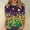 Purple, variant on SOOMLON Mardi Gras Tops for Women Carnival Tops Tuesday Party 3/4 Sleeve Shirts Funny Print Outfits Trendy Crew Neck Tshirts New Orleans Holiday Blouses 2025 Purple XL
