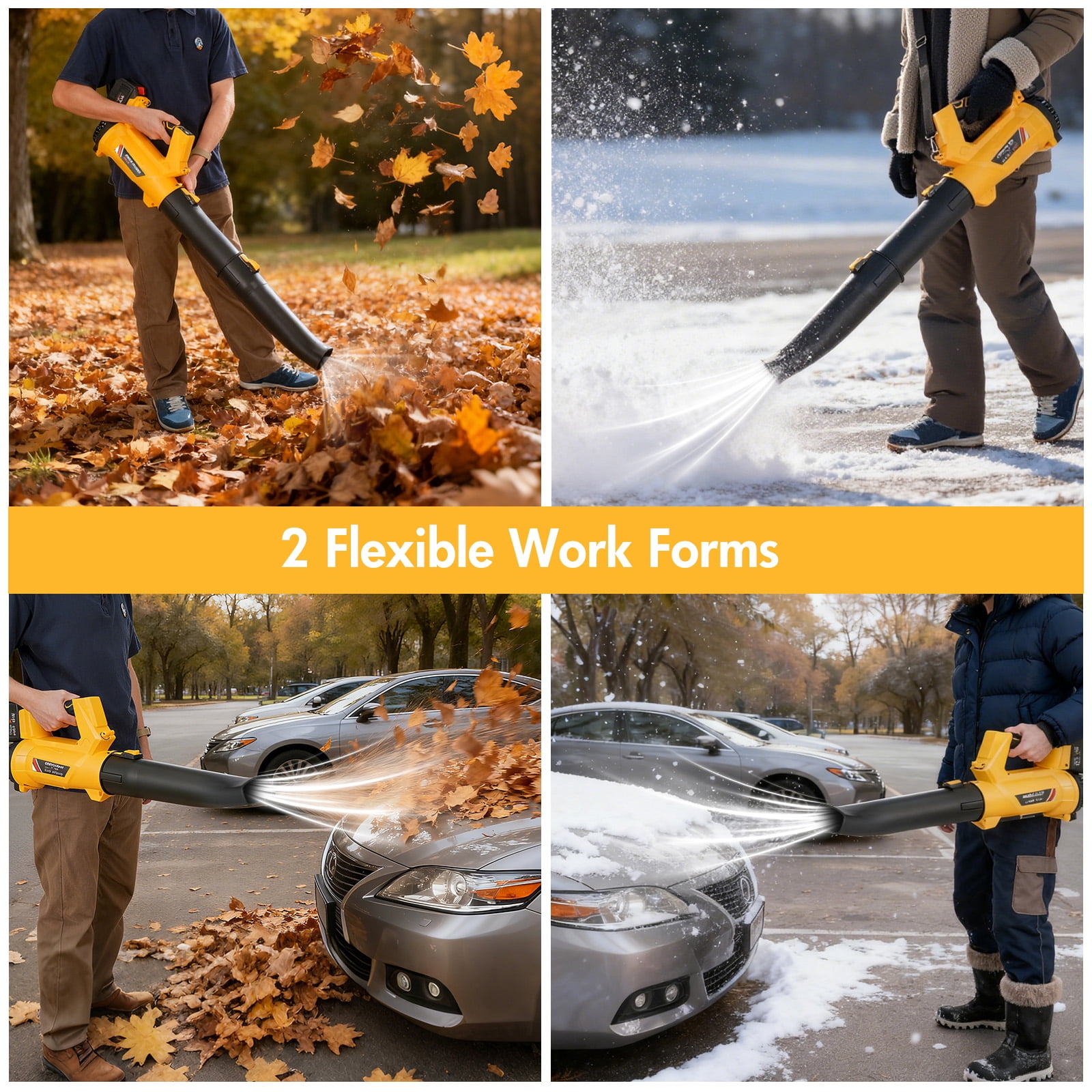 High Efficiency Electric Leaf Blower, 280MPH 650CFM 400W Cordless Blower with LCD Display & Noise Reduction for Yard, Car& Workplace