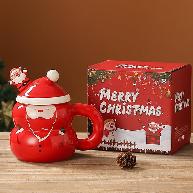 Ceramic Christmas Mug with Santa Claus Snowman Design | Large Capacity 400ml Holiday Coffee Cup | Festive Gift for Home Kitchen Office | Set of 1