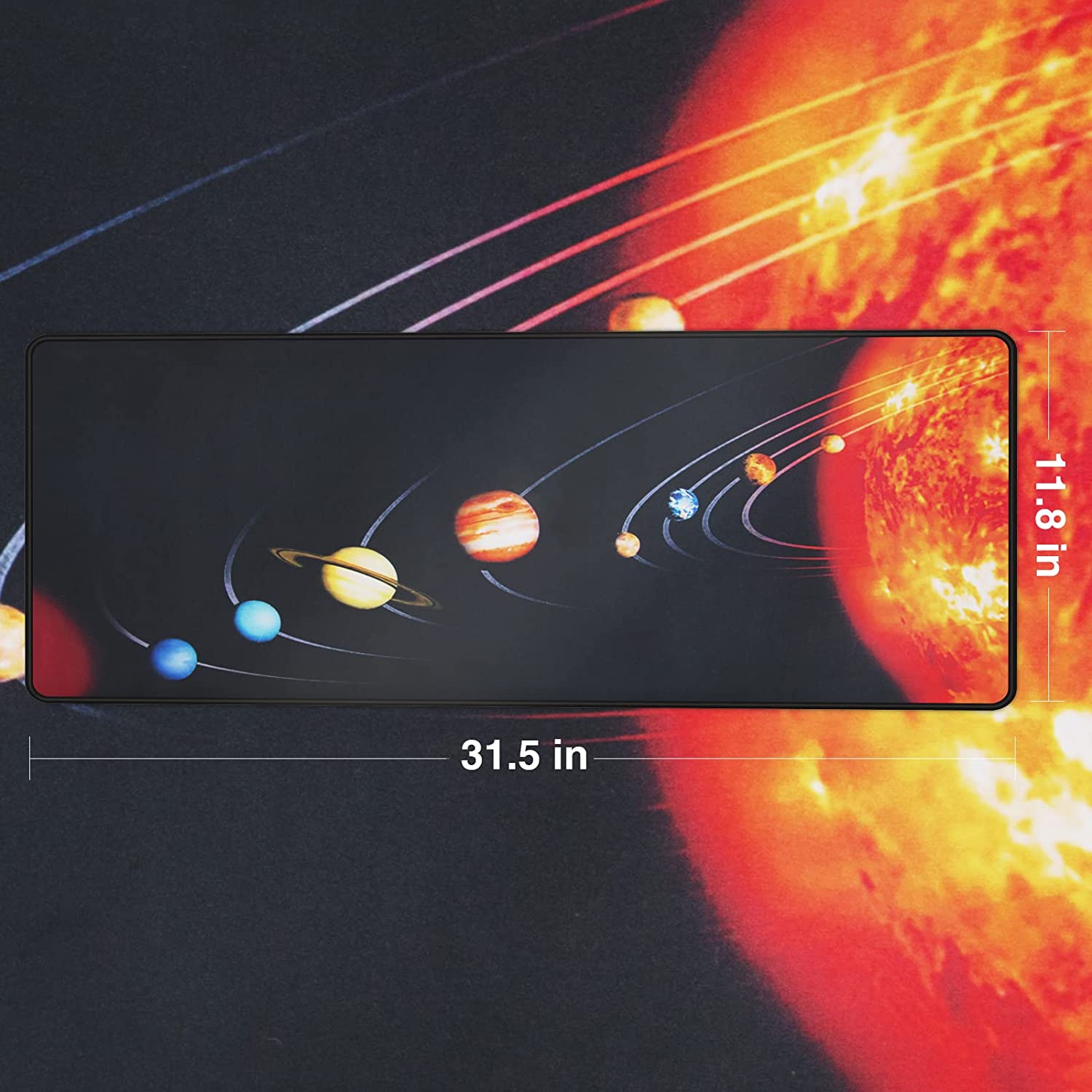 Large Gaming Mouse Pad 800 X 300 X 3mm with Stitched Edges,Extended Mousepad,Durable Non-Slip Natural Rubber Base,Washable Keyboard Pad,Desk Pad for Gamer,Office & Home-Planet