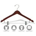 thumbnail image 3 of International Hanger Wooden Curved Combo Hanger, Walnut Finish with Chrome Hardware, Box of 25, 3 of 4