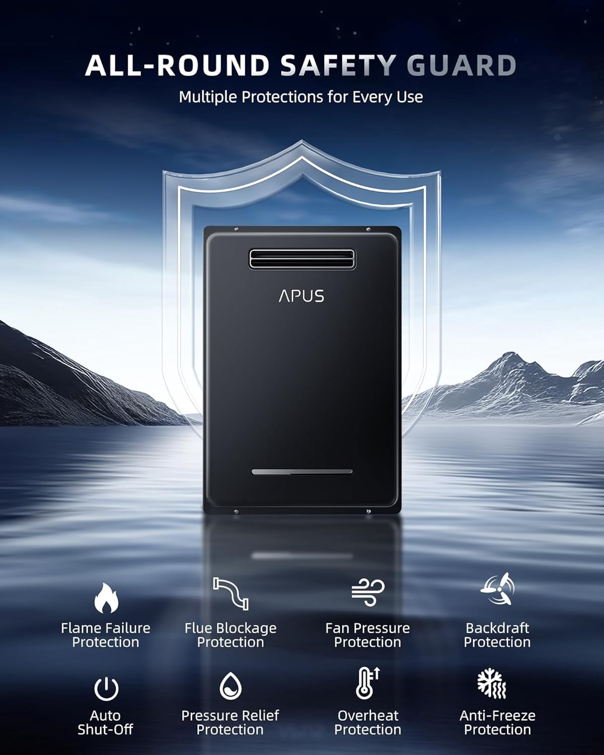 190000BTU Outdoor Tankless Water Heater,with WiFi & Remote Control,High Efficiency for Supports 5 Outlets