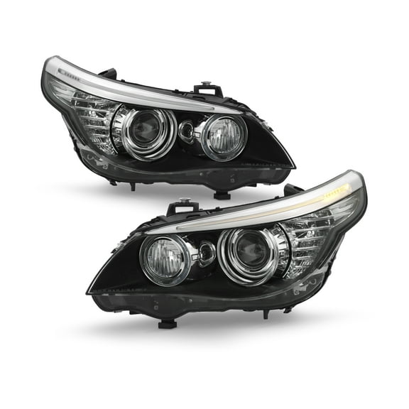 AKKON - Fit 2008-2010 BMW E60 E61 528/535/550/M5 OE LED Rim Projector Pair Headlights w/ Auto Adjust