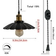 thumbnail image 3 of FSLiving Plug-in Pendant Light Swag Hanging Swag Dimmable Mini Light Retro Industrial Style Gold Bronze E26 Socket Heads with 15ft Black Weave On/Off Dimmer Switch Cord for DIY Project Customizable, 3 of 9