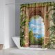 thumbnail image 2 of Juego de 4 cortinas de ducha con forma de pilar, juego de cortinas de ducha impermeables Rome Garden para baño con alfombras antideslizantes, tapa de inodoro y alfombrilla de baño, 12 ganchos de, 2 of 6