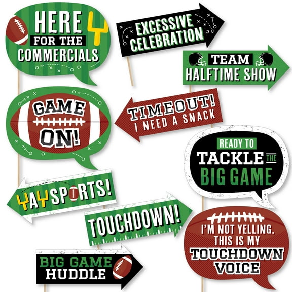 Big Dot of Happiness Funny The Big Game - Football Party Photo Booth Props Kit - 10 Piece