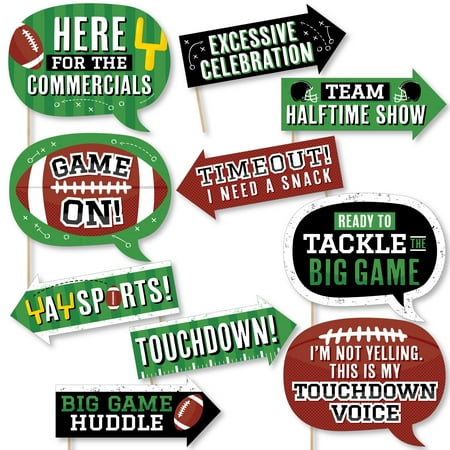 Big Dot of Happiness Funny The Big Game - Football Party Photo Booth Props Kit - 10 Piece