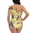 thumbnail image 5 of Haiem Beautiful Bright Birds And Flowers Women's One Piece Swimsuits Tummy Control One Shoulder Bathing Suits Ruffle Swimwear-Medium, 5 of 8