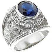 LA NY JEWELRY Mens 316 Stainless Steel Wide Band Military Veteran MC Sapphire CZ Ring - Size 9