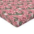 thumbnail image 4 of Ambesonne English Garden Fitted Sheet, Romantic Print Rose, King Size, Pastel Pink Reseda Green, 4 of 5