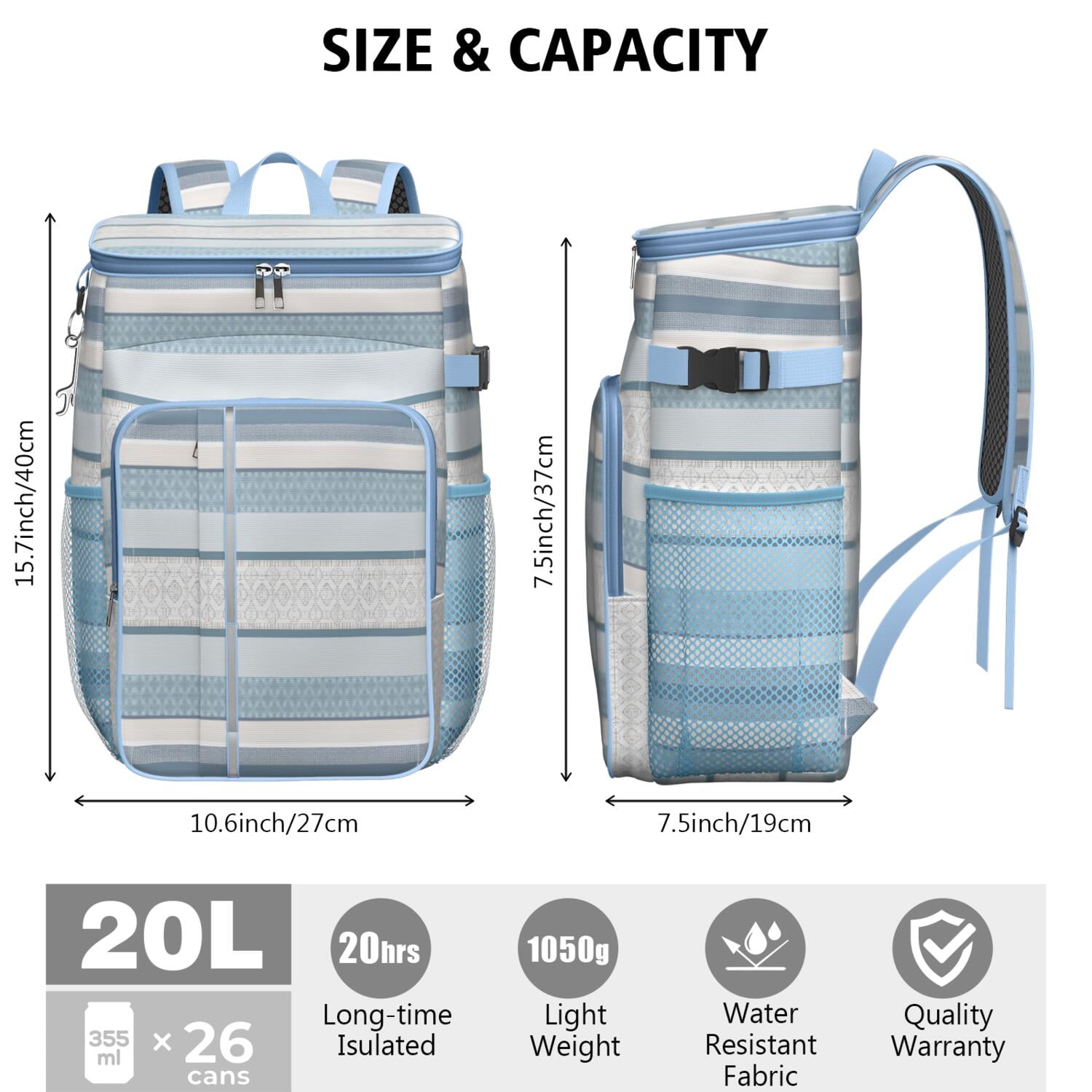 Travel Cooler Bag - Boho Bohemia Pioneer Flower Geometric Line Art Camping Beer Cooler Backpack with Bottle Opener- Waterproof Insulated Picnic Backpacks - Cooler Bag for Beach