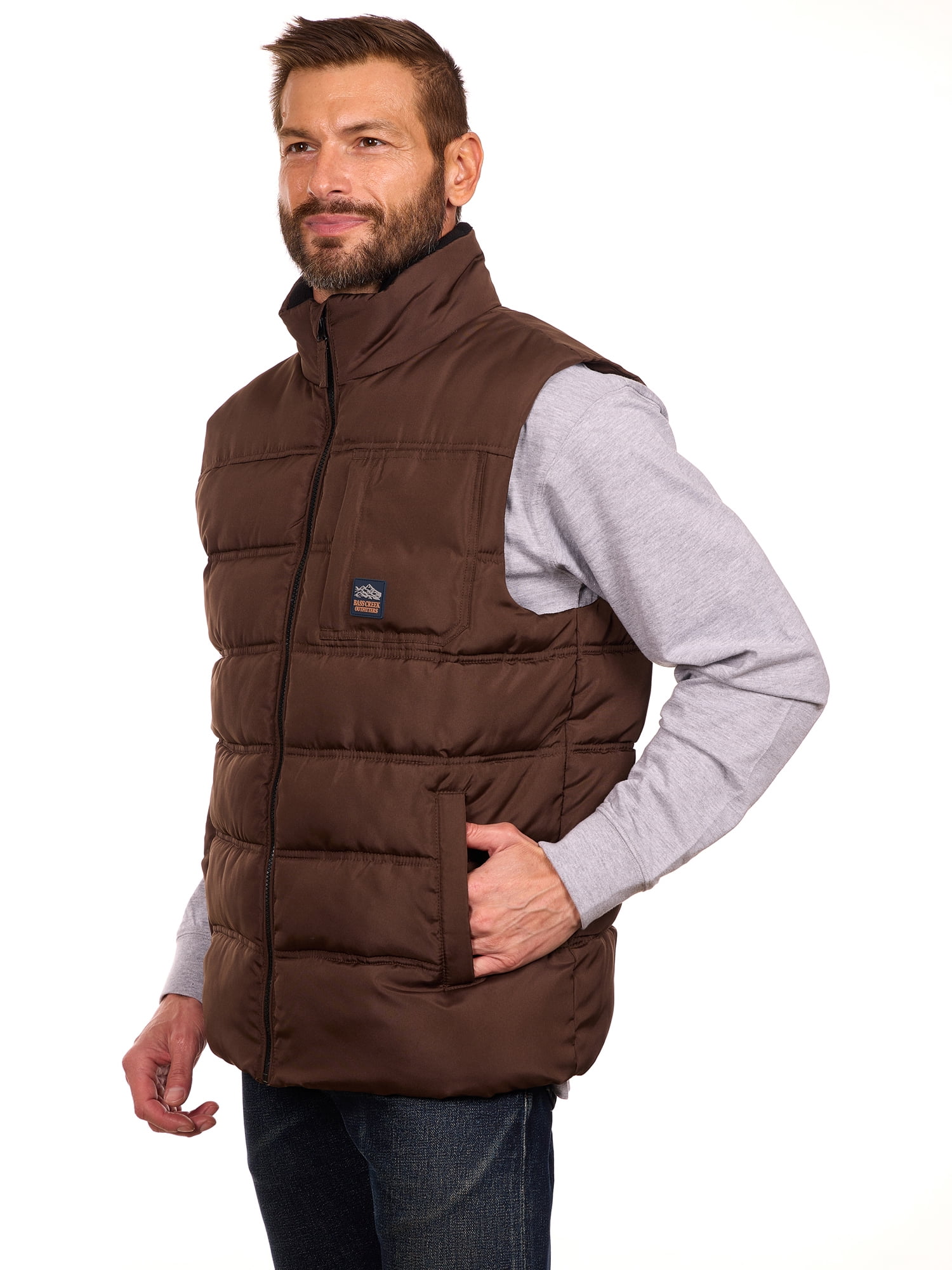 Bass Creek Outfitters Men's Double Needle Quilted Puffer Vest, Sizes M-XXL