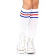 thumbnail image 2 of Leg Avenue Athletic striped knee highs. White/Blue Color, 2 of 4