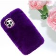 thumbnail image 5 of Compatible with iPhone 14 Pro Max Case Cute Plush Furry Case with Glitter Lanyard Strap Bling Diamond Camera Lens Protector Soft Winter Warm Plush Fluffy Fur Cover for Women Girls, Deep Purple, 5 of 10