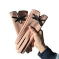 thumbnail image 1 of Comdrip Gloves for Winter Ladies' Warm Gloves with Bows Suitable for Work with Extra Fleece Thickened and Windproof for Cycling Womens Gloves for Cold Weather Pink One Size, 1 of 4