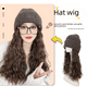 thumbnail image 2 of Gorro con peluca para mujer, de pelo largo desmontable, para otoño e invierno, tejido de lana, con cubierta completa para la cabeza, gorro con peluca, gorro para el frío, 2 of 5