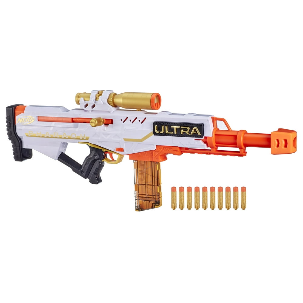 Nerf Ultra Pharaoh Blaster, 10Dart Clip, Includes 10 Nerf Ultra Darts