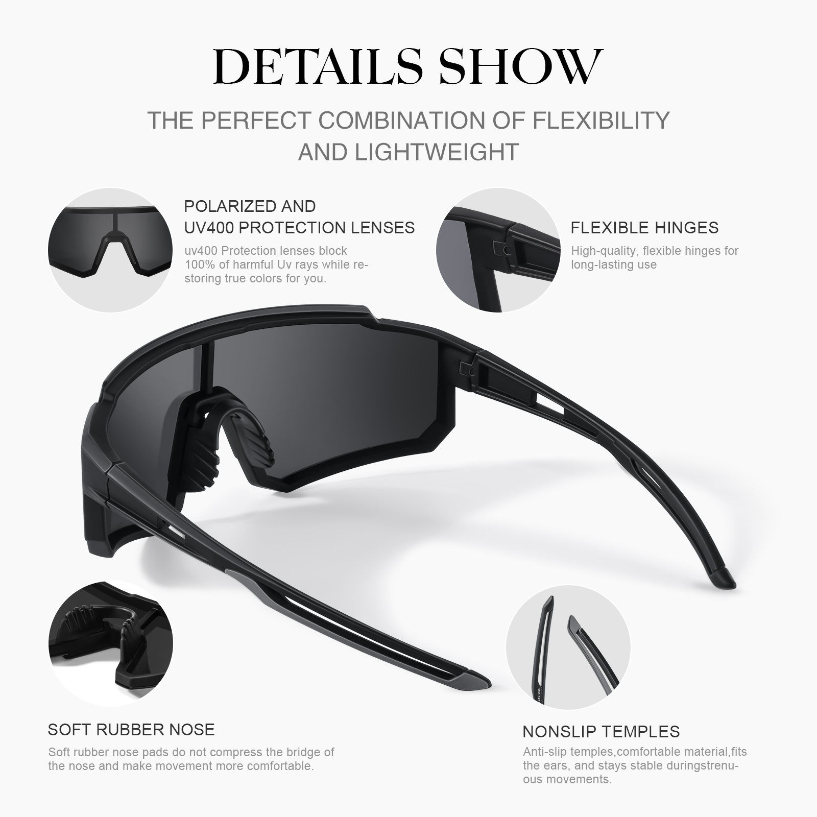 AOMASTE Polarized Sports Sunglasses, 3-Pack photo 7