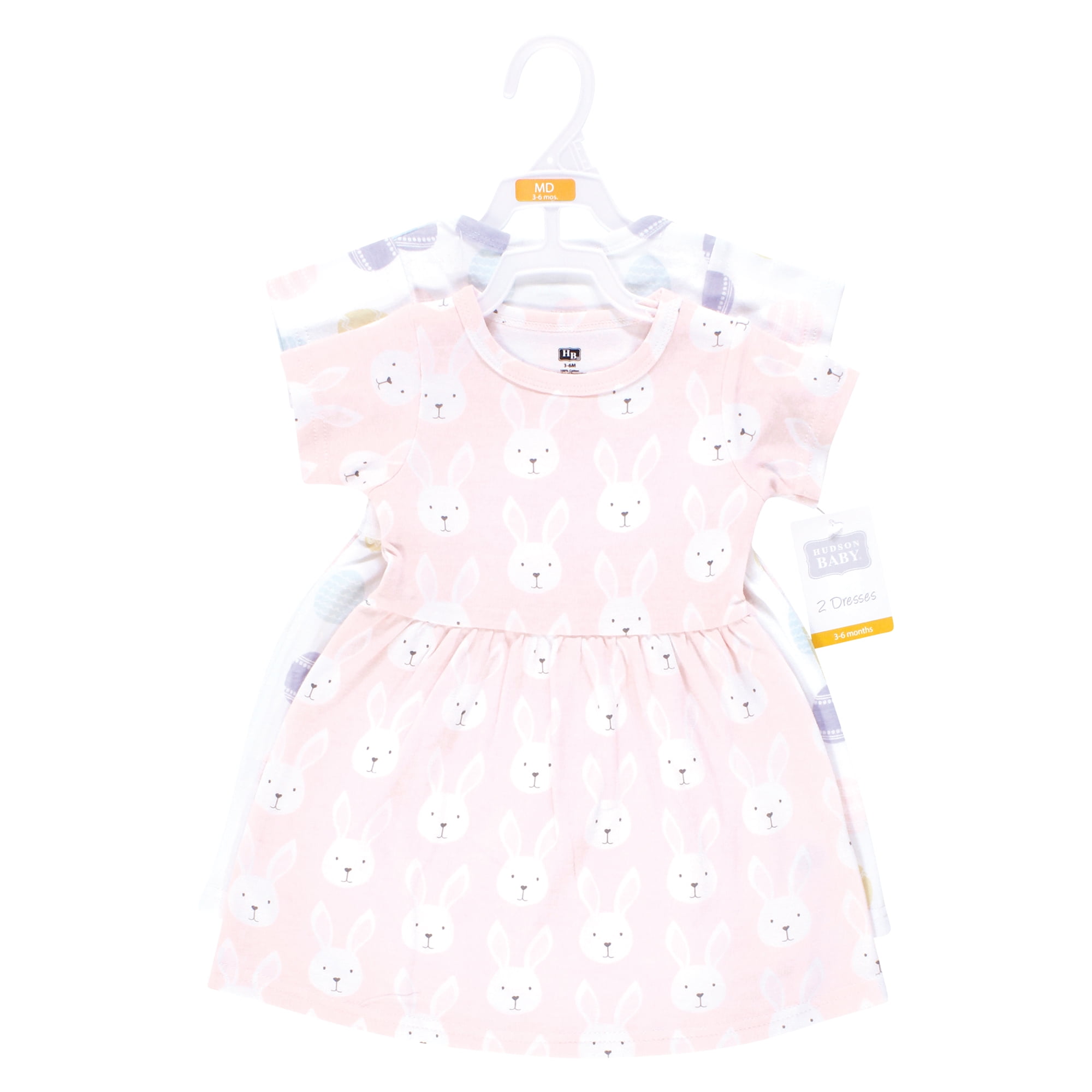 Hudson Baby Girls Cotton Dresses, Easter Bunny Pink, 3-6 Months