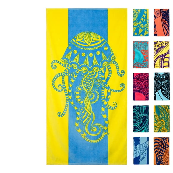 Toalla de playa Nova Blue Jellyfish, 86 x 160 cm, 100% algodón
