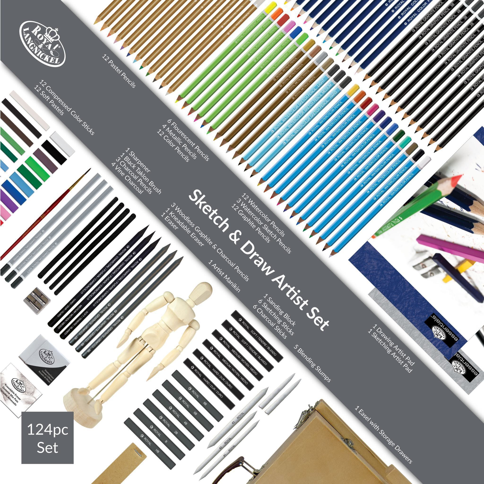 Royal & Langnickel Sketch and Draw Box Easel Art Set, 152pc