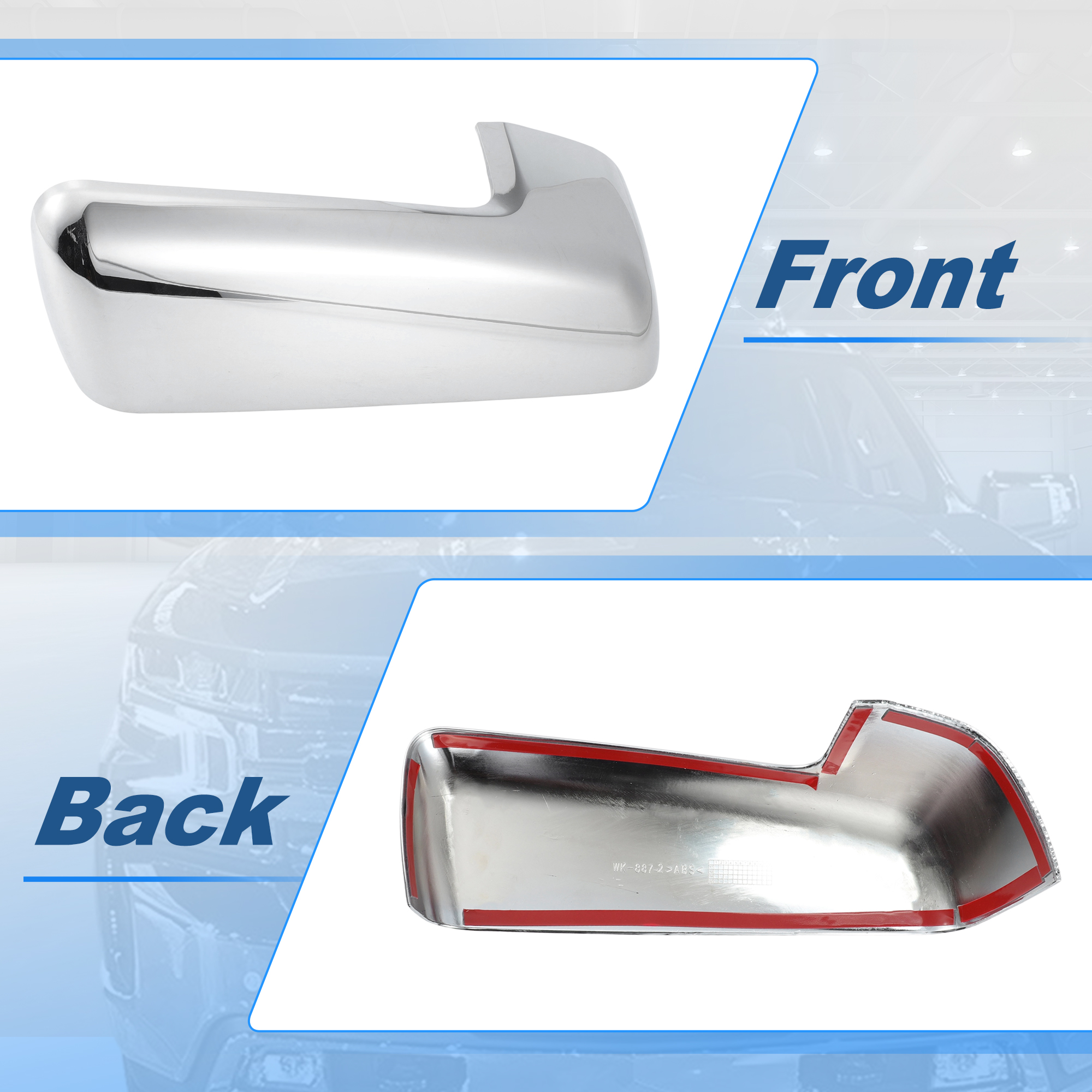 Unique Bargains Chrome Silver Stick-On Mirror Caps for Silverado for Sierra 2019-2024