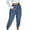 Blue, variant on Mrat Women's Capris Jeans Pants Cotton Linen Loose Soft Elastic Waist Button Zipper Causal Athletic Joggers Sweatpants Jeans Trousers Cropped Denim Pants with Pockets Blue S