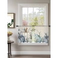 thumbnail image 2 of Sheer Curtains 54 inches Long, Blue Pumpkin Eucalyptus Leaves Vintage Linen Texture Fall Thanksgiving Light Filtering Sheer Window Curtains Rod Pocket Voile Drapes for Bedroom, 52"Wx54"L 2 Panels, 2 of 7