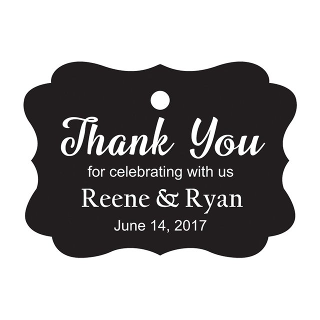 100 PCS Custom Wedding Favor Hang Tags Thank you for celebrating Personalized Paper Tags