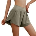 thumbnail image 1 of Pantalones cortos deportivos de entrenamiento para mujer - Cintura alta, doble capa con braguita interior, abertura lateral, bolsillos con cremallera, nailon y spandex, tallas S-XXL, 1 of 6