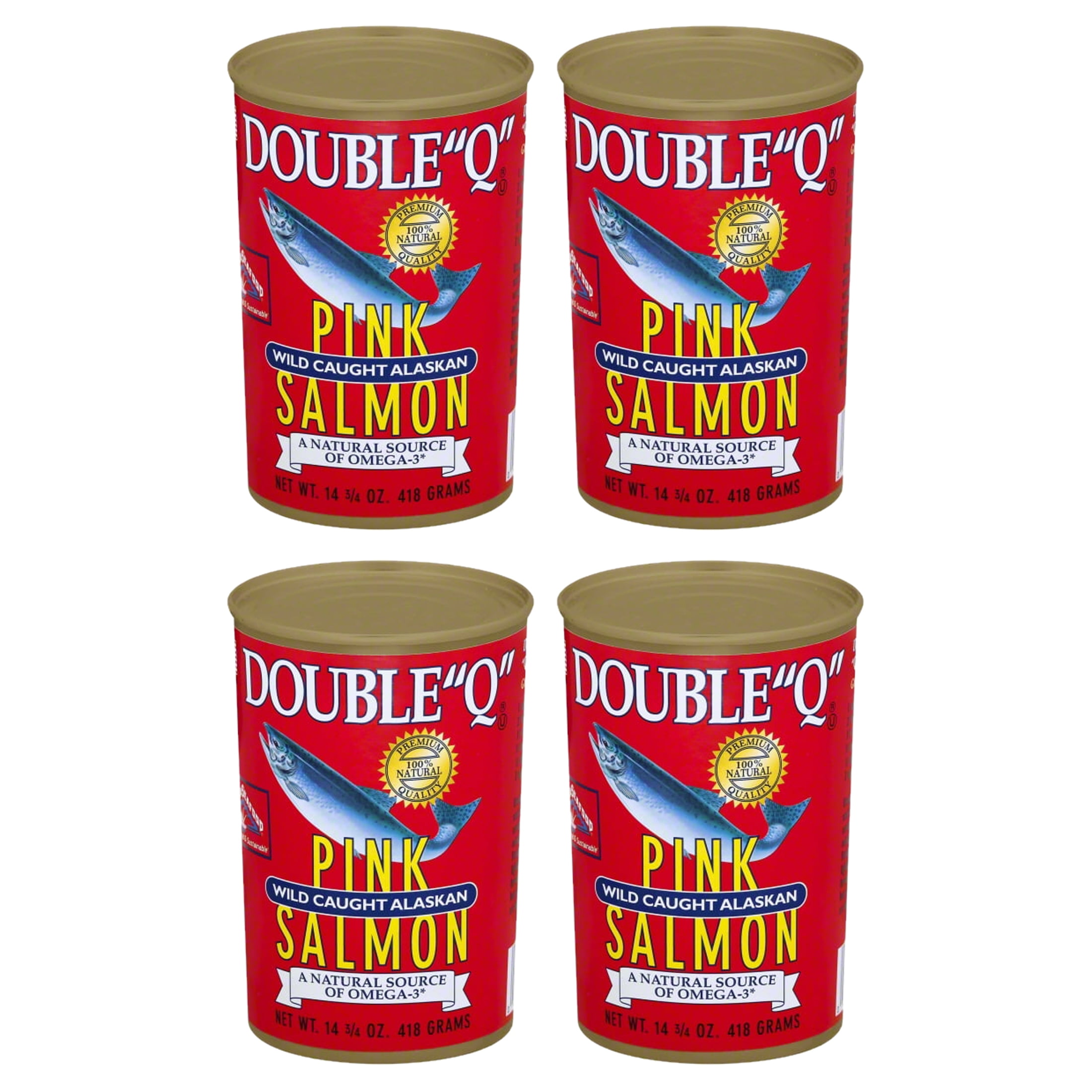 (4 pack) Double "Q" Wild Caught Alaskan Pink Salmon, 14.75 oz Can