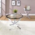 thumbnail image 3 of Coaster Table Basse Ronde en Verre Contemporain avec Base Incurvée en Chrome, 3 of 4