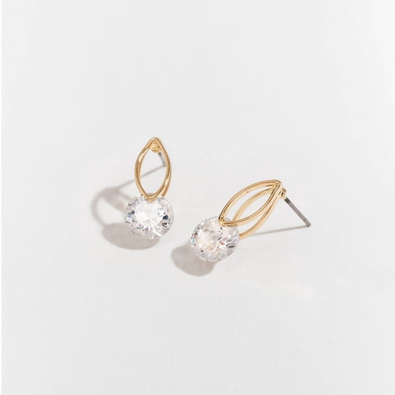 Women's Gold Dazzlers Cubic Zirconia Oval with Stone Earrings by Howard's