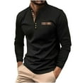 thumbnail image 2 of Zylanna Men's Henley Shirts, Long Sleeve Button Color Block Pocket Crew Neck Casual Pullover for Men Black, 2 of 6