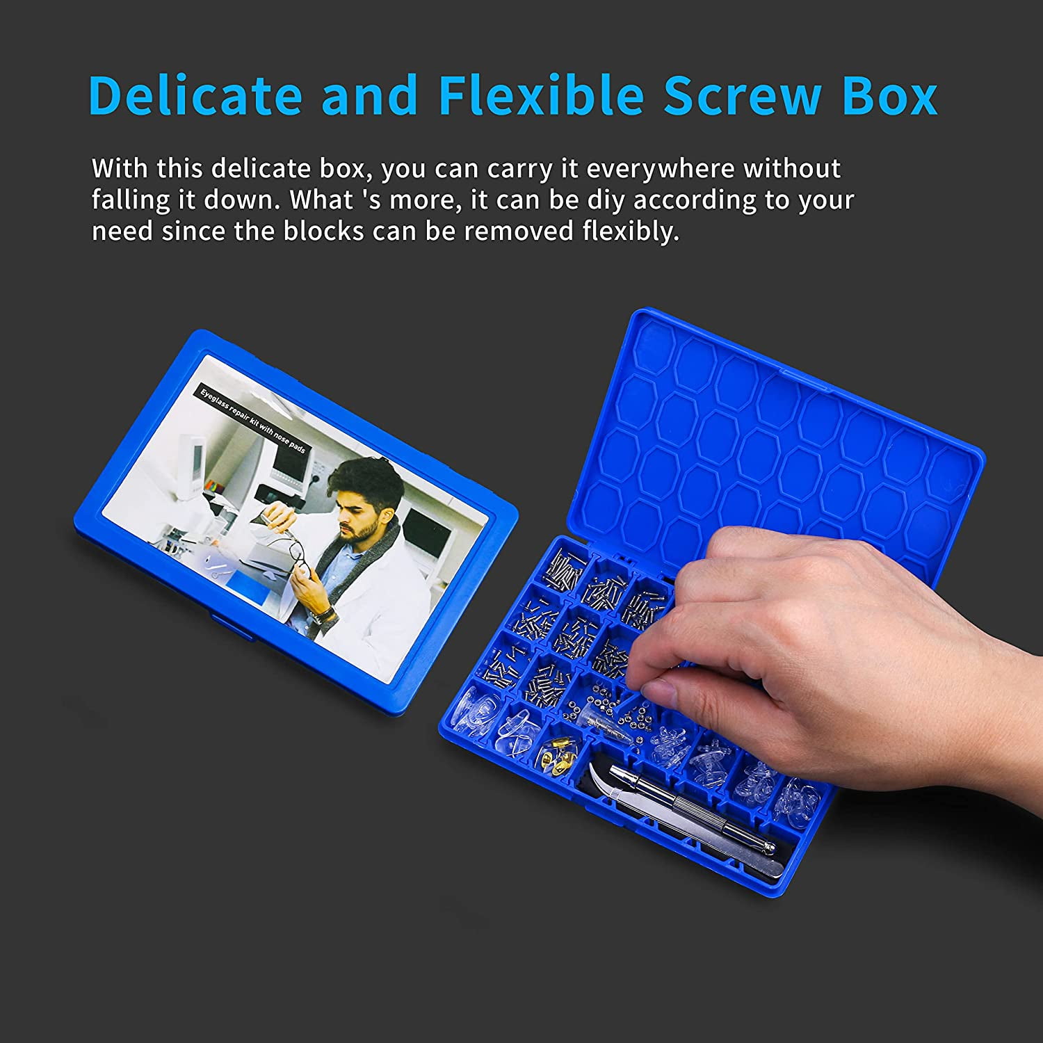 HQVOIC Upgraded Magnetic Eyeglass Repair Kit with Screw, Silicone Nose Pads, Screwdriver, Tweezer
