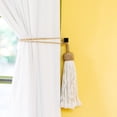 thumbnail image 3 of Evideco French Home Goods Curtain Holdbacks Modern Square Design Curtain Tieback Hooks - Set of 2 Adhesive Metal Holdbacks for Window Treatment - Glossy Black, 3 of 6