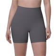 thumbnail image 2 of Women High Waist Tummy Control Solid Seamless Biker Shorts Stretch Skinny Yoga Running Workout Fitness 3 Inch Athletic Compression Short Pants 09-Dark Gray L, 2 of 5
