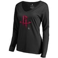 thumbnail image 2 of Women's Black Houston Rockets Midnight Mascot Long Sleeve V-Neck T-Shirt, 2 of 3
