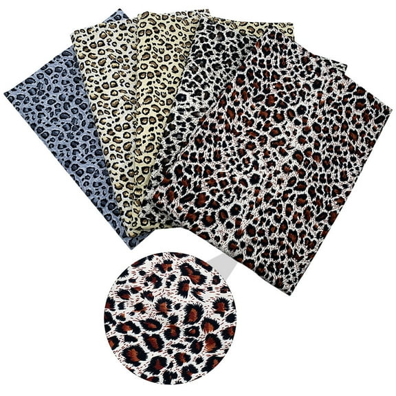 LOLIPPYY 5-Pack Printed Patchwork Fabric with Leopard Print Cotton for Crafting Material